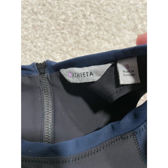 Athleta Women's Size Small Fuse Scuba Colorblock Sporty Dress Black Blue - Picture 6 of 6